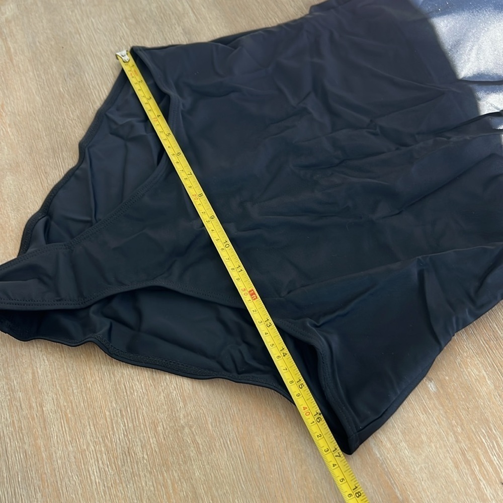 Women’s One Shoulder Swimsuit, black with white shoulder tie. Size L, NWOT - Picture 11 of 11